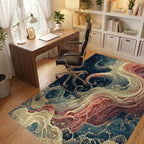 Deep Sea Crimson Kraken Swirl Rug Office View