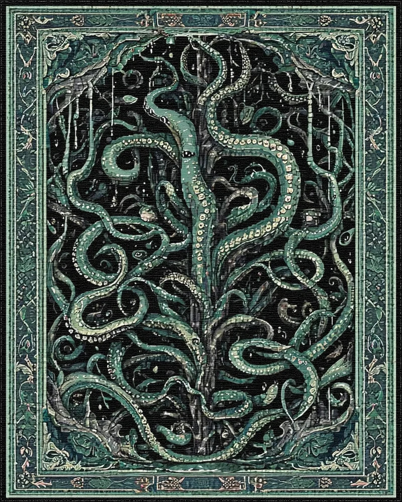 Deep Sea Kraken Tentacle Motif Rug - Cutout View