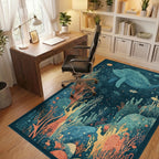 Deep Sea Whale Coral Reef Rug - Office View