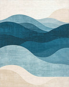 Deep Teal Blue Ocean Waves Rug - Cutout View