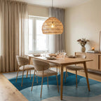 Deep Teal Blue Ocean Waves Rug - Dining Room View