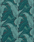 Deep Teal Botanical Banana Leaf Rug - Cutout View