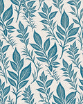 Deep Teal Leafy Branches Rug - Cutout View