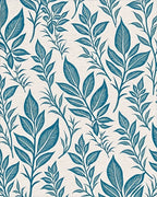 Deep Teal Leafy Branches Rug - Cutout View