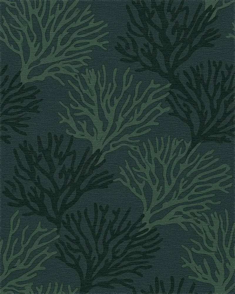 Deep Teal Organic Branch Cascade Rug - Cutout View