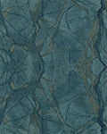 Deep Teal Veined Abstract Marble Rug - Cutout View