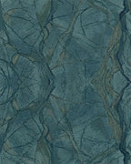 Deep Teal Veined Abstract Marble Rug - Cutout View