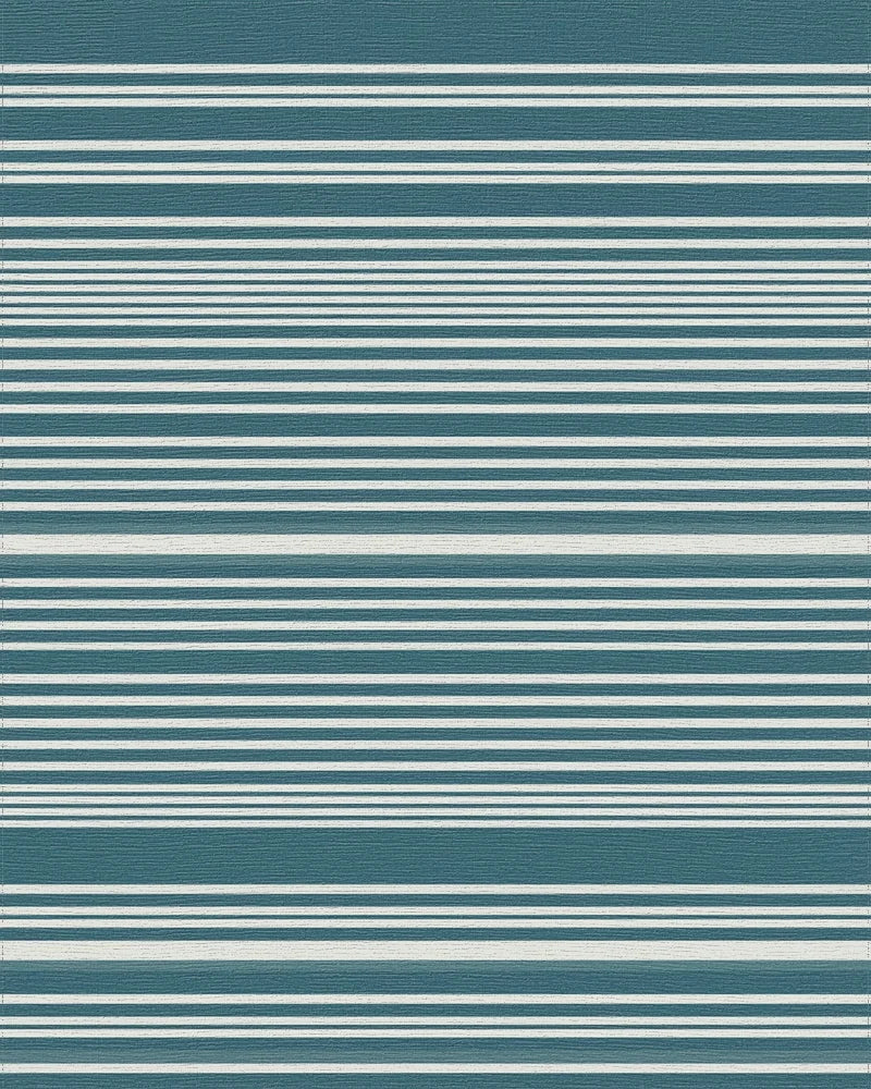 Deep Teal White Subtle Stripe Rug - Cutout View