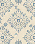 Delicate Blue Snow Flake Medallion Rug - Cutout View