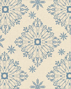 Delicate Blue Snow Flake Medallion Rug - Cutout View