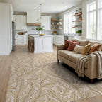 Delicate Feathered Botanical Motif Design Rug Living Room View