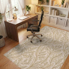 Delicate Feathered Botanical Motif Design Rug Office View