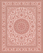 Delicate Pink Floral Mandala Border Rug - Cutout View
