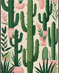 Desert Cactus Garden Pot Arrangement Rug - Cutout View