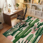 Desert Cactus Garden Pot Arrangement Rug - Office View