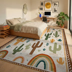 Desert Cactus Rainbow Sun Rug - Bedroom View