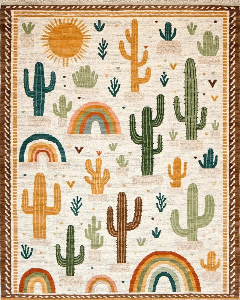 Desert Cactus Rainbow Sun Rug - Cutout View