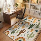 Desert Cactus Rainbow Sun Rug - Office View