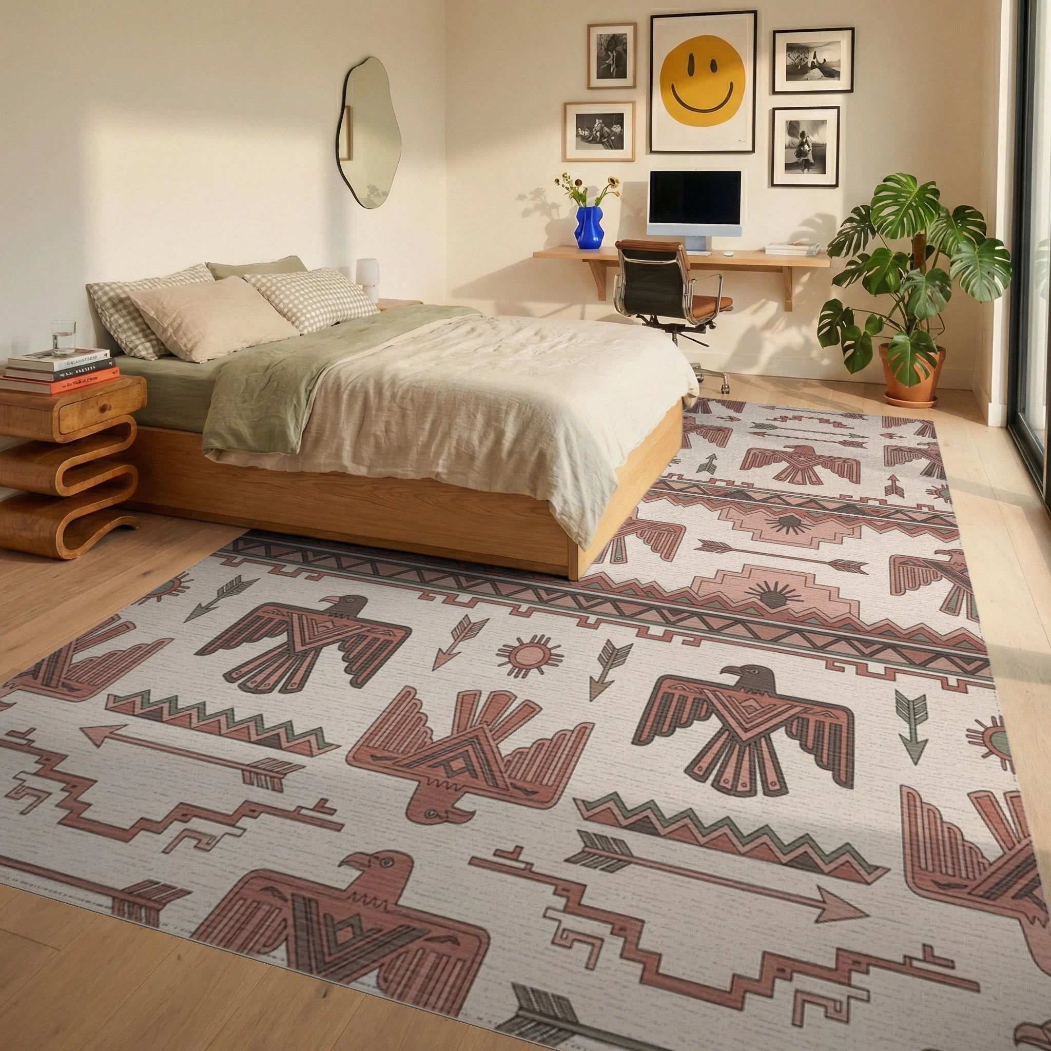 Desert Eagle Sun Arrow Rug Bedroom View