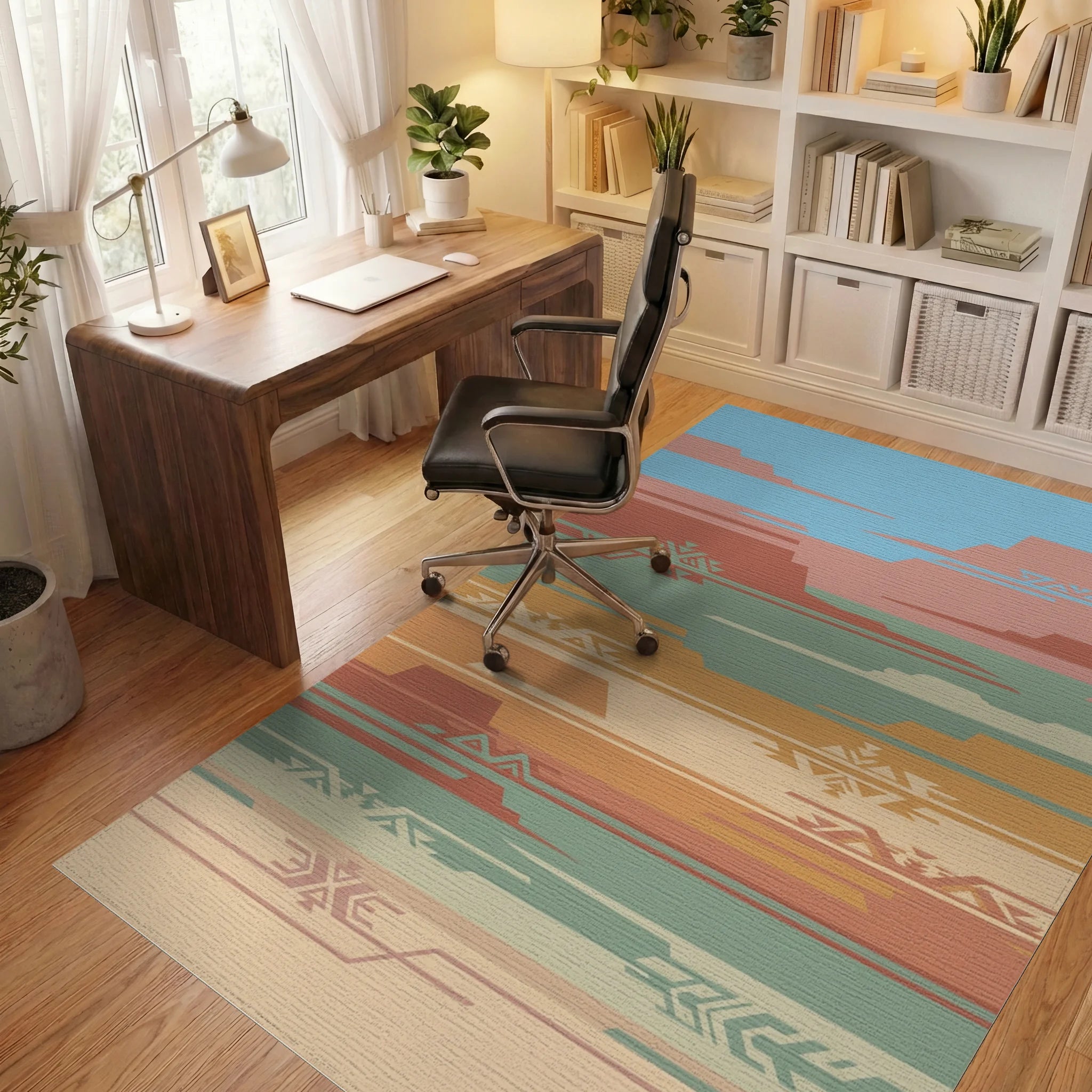 Desert Layers Geometric Southwest Rug Office View