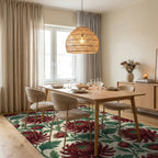 Crimson Red Green Rug - dining_room