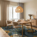 Minimalist Botanical Slate Blue Area Rug - dining_room