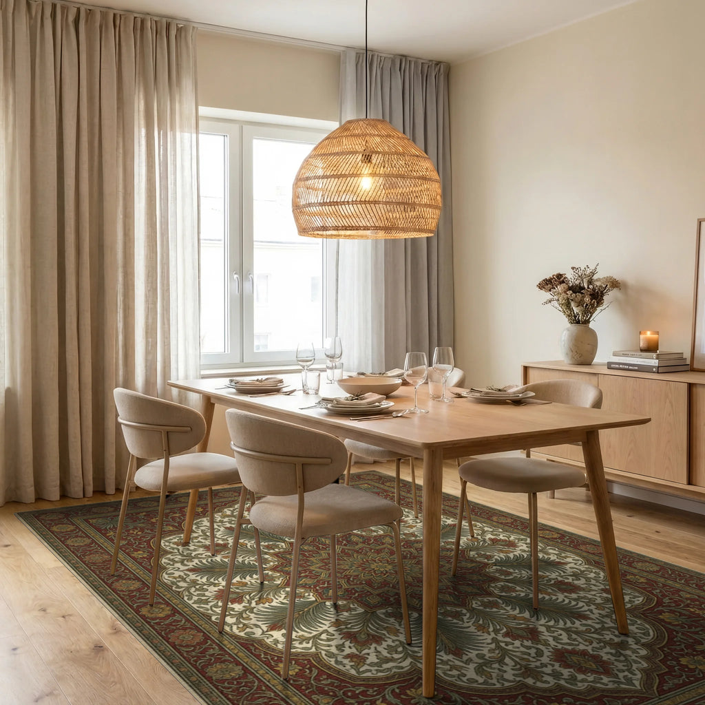 Vintage Red Yellow Rug - dining_room