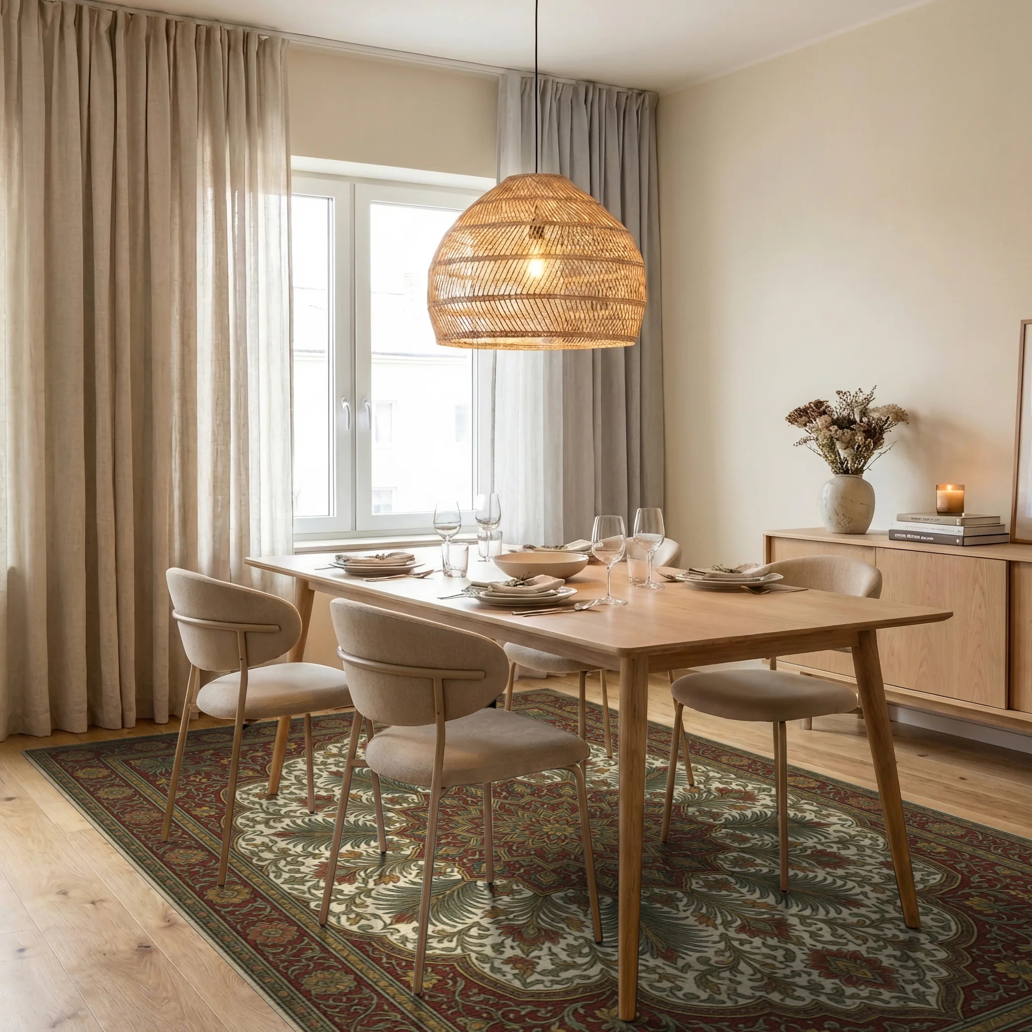 Vintage Red Yellow Rug - dining_room
