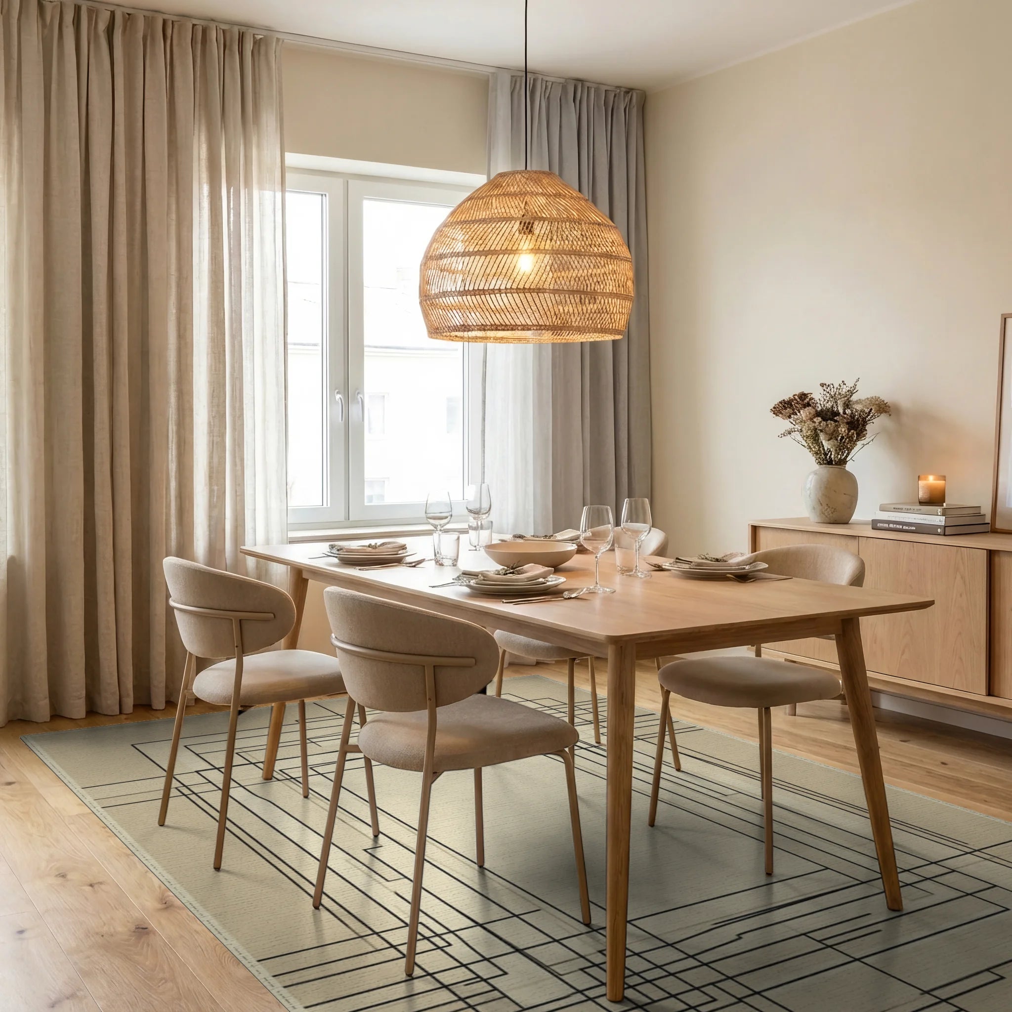 Modern Cream Beige Rug - dining_room