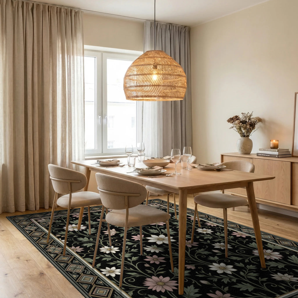 Moroccan Black Gold Rug - dining_room