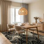 Black Geometric Space Rug - dining_room