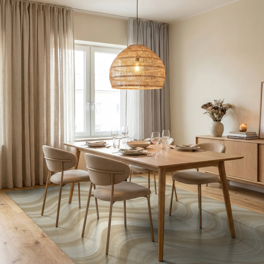 Organic Oatmeal Wave Minimalist Rug - dining_room