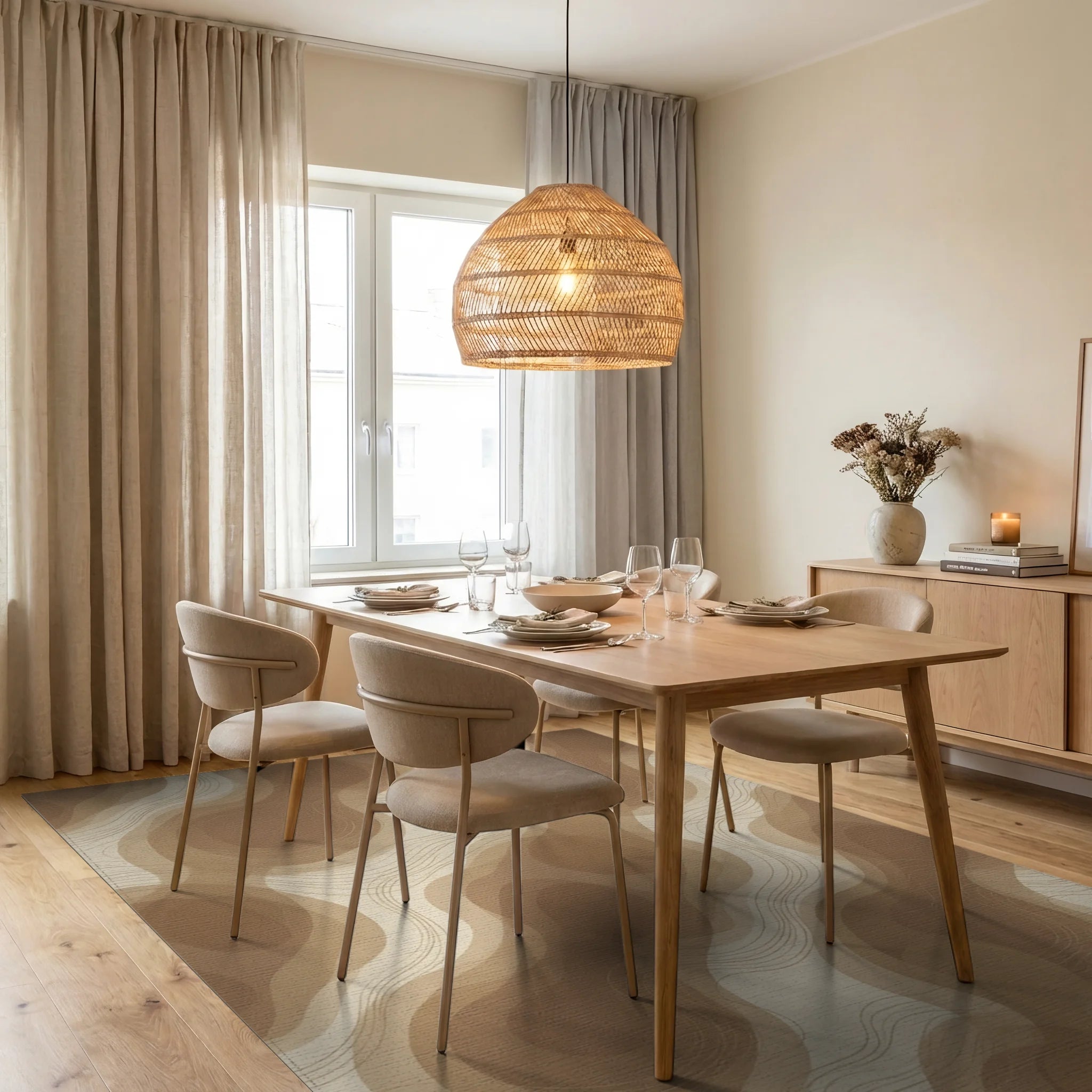 Brown Beige Cream Rug - dining_room