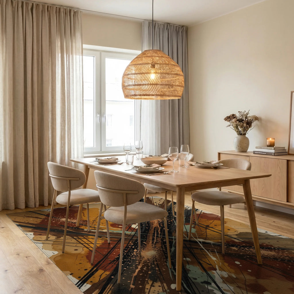 Brown Black Green Rug - dining_room