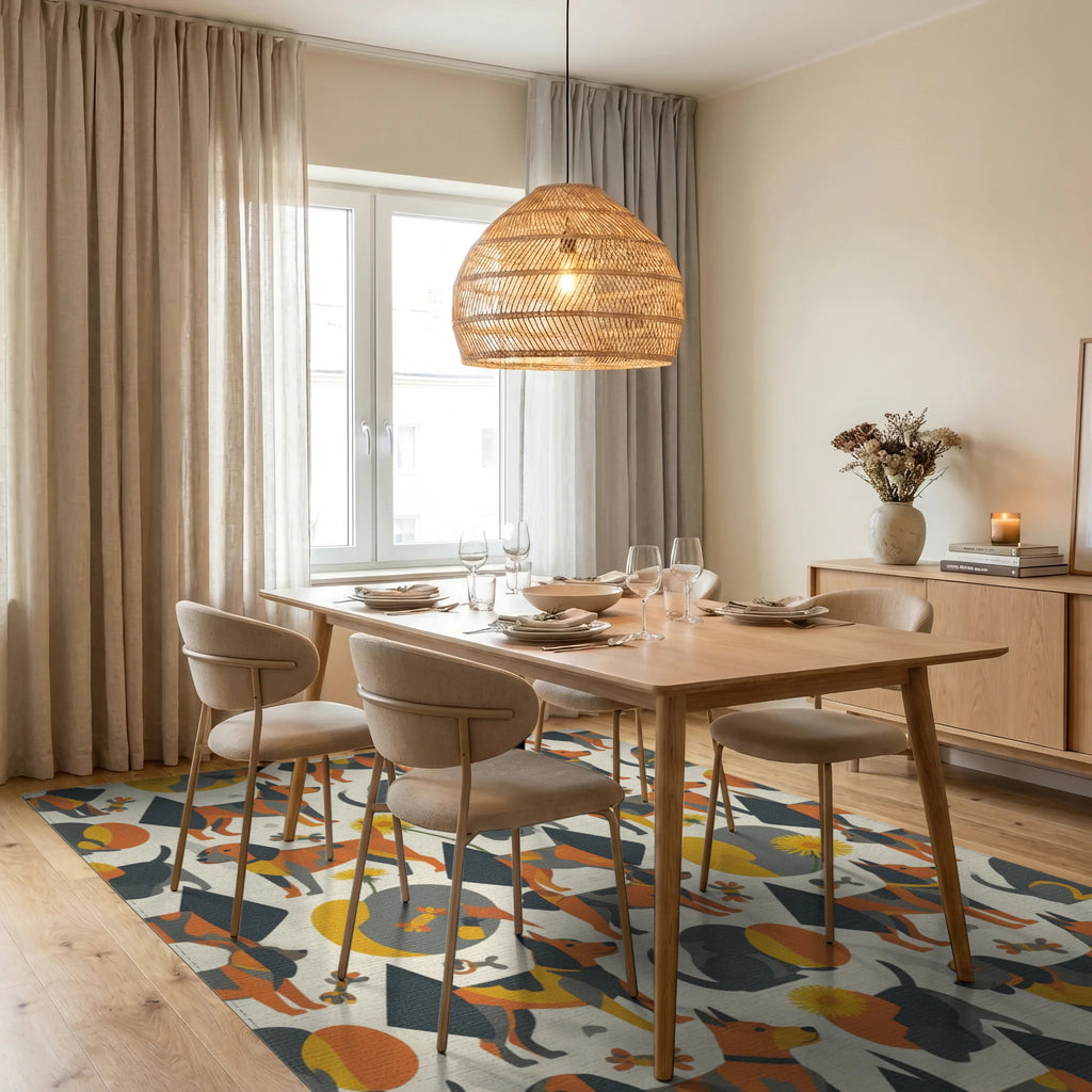 White Orange Yellow Rug - dining_room