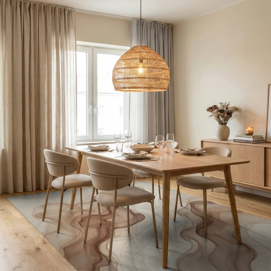 Beige Minimalist Delicate Rug - dining_room