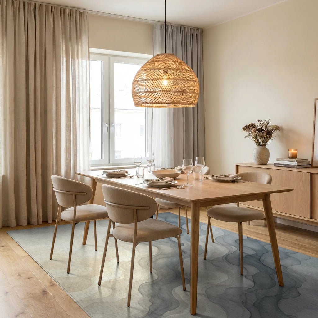 White Gray Silver Rug - dining_room