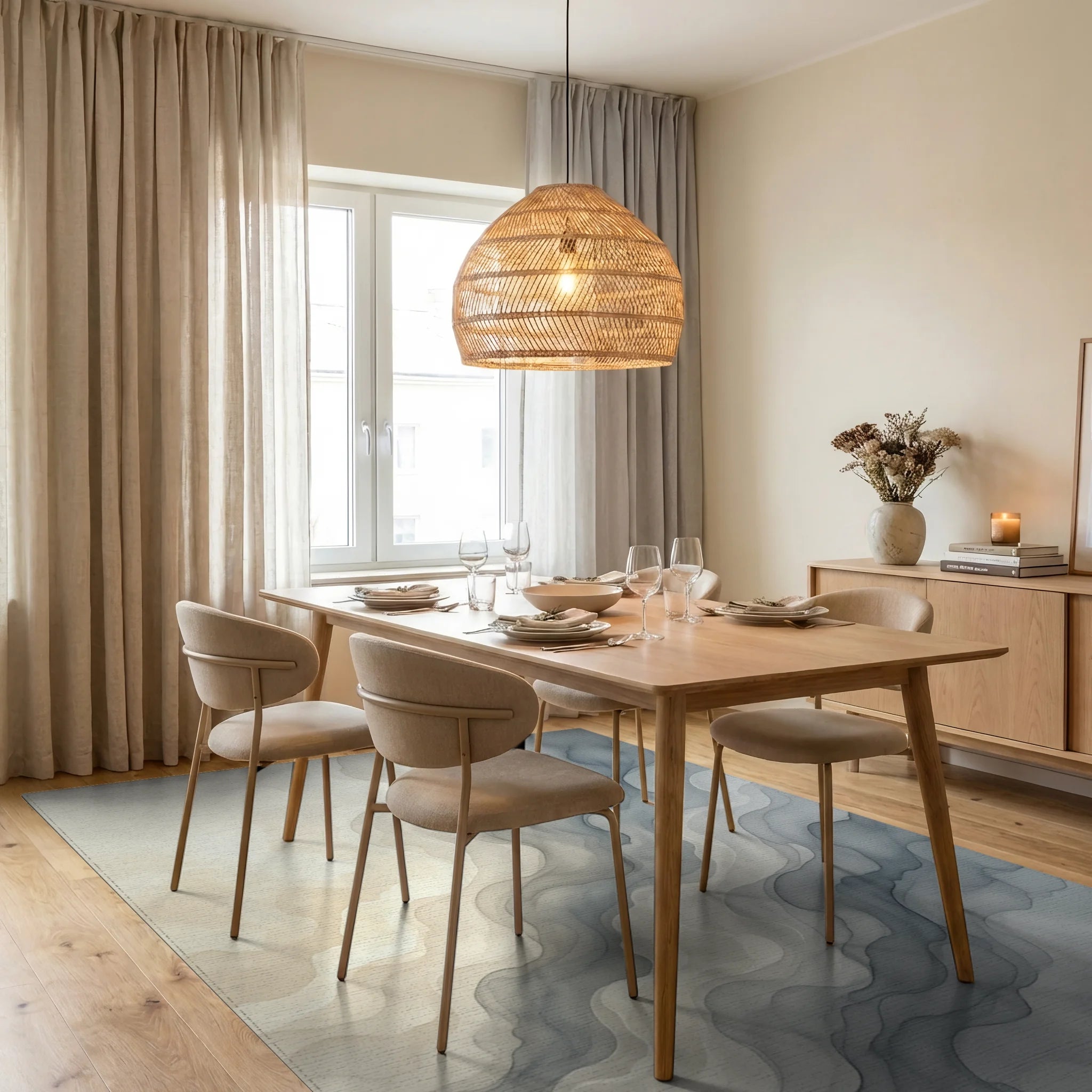 White Gray Silver Rug - dining_room