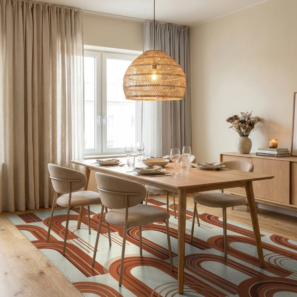 Terracotta Arch Minimalist Geometric Rug - dining_room