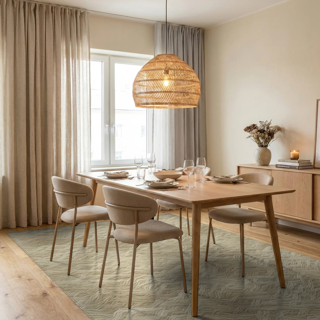 Cream Beige Geometric Rug - dining_room