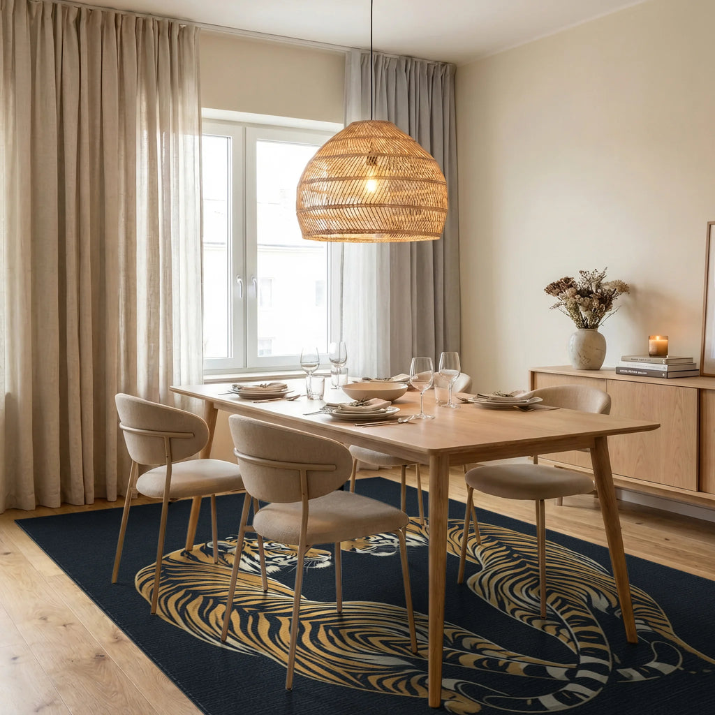 Minimalist Abstract Tiger Charcoal Area Rug - dining_room