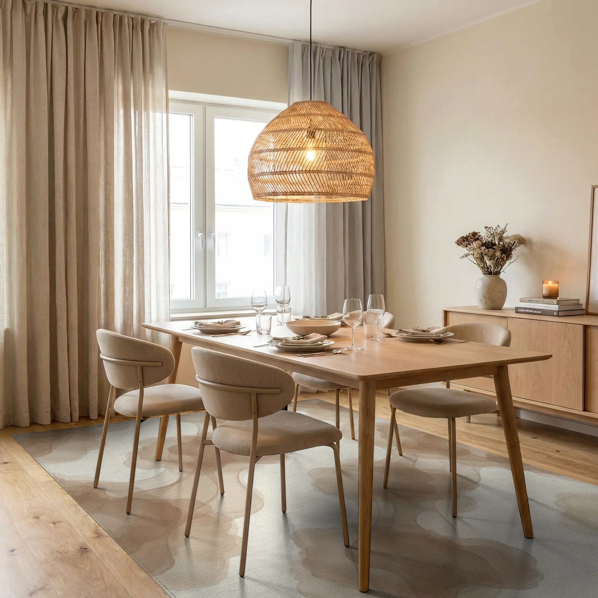 White Brown Cream Rug - dining_room
