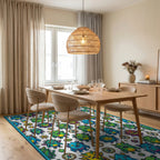 Vibrant Elemental Grid Graphic Rug - dining_room