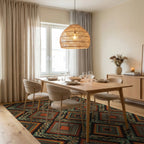 Green Brown Geometric Rug - dining_room