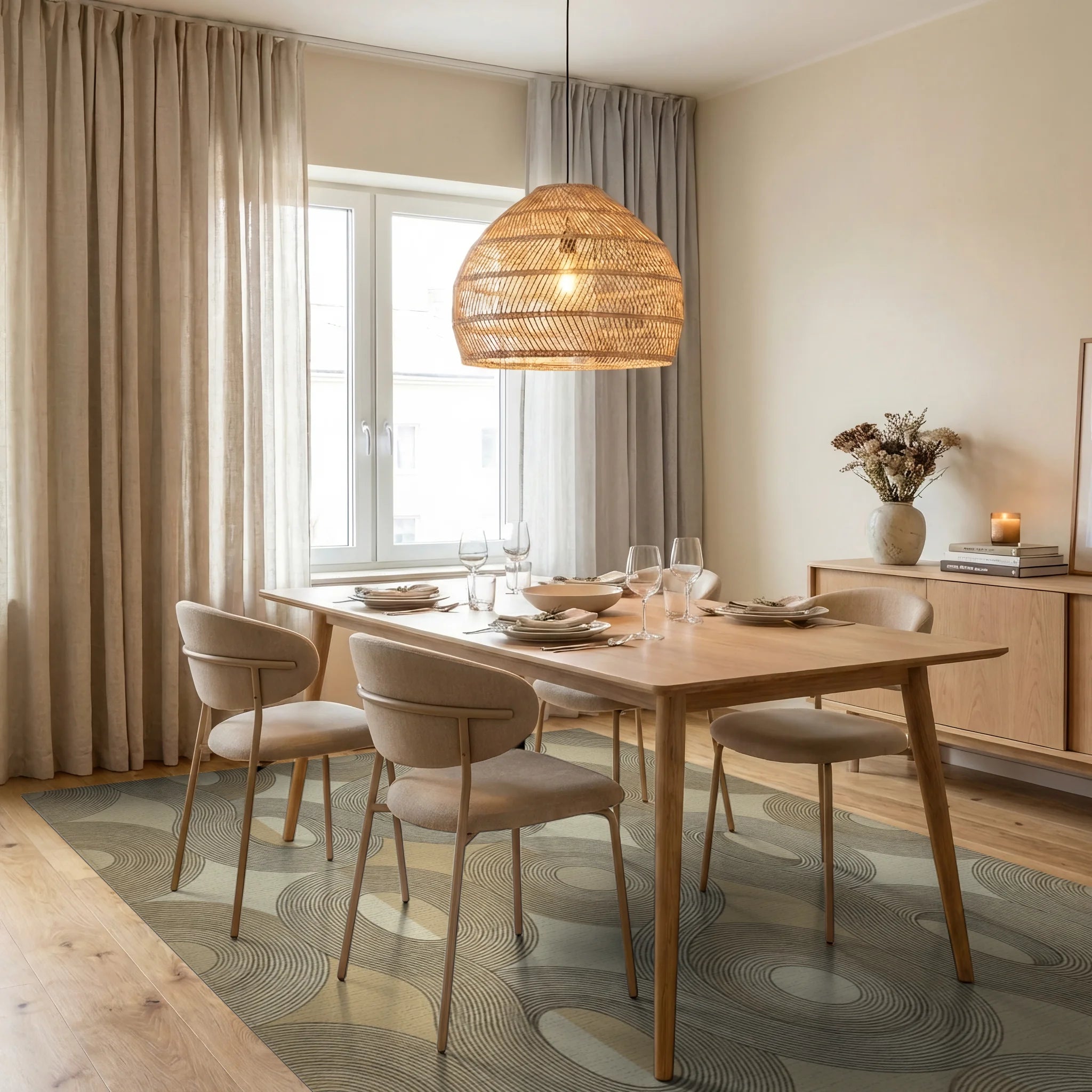 Vintage Cream Abstract Rug - dining_room