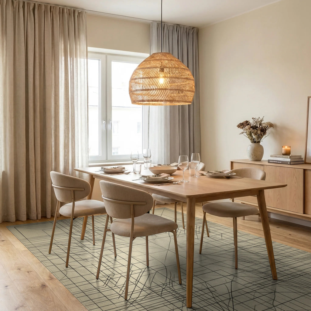 Black Cream Beige Rug - dining_room