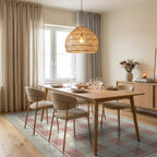 Pink Beige White Rug - dining_room