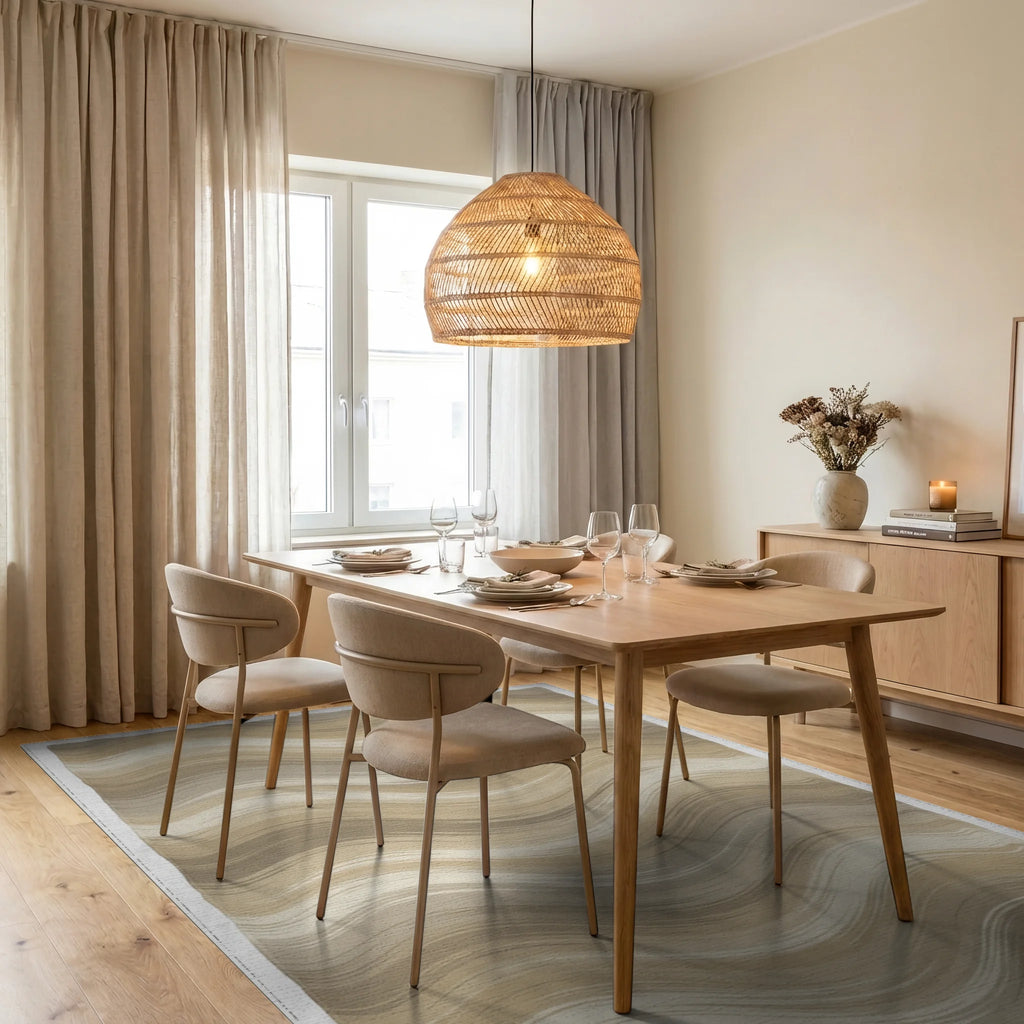 Beige Geometric Minimalist Rug - dining_room