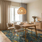 Green Blue Yellow Rug - dining_room