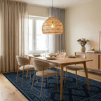 Monochromatic Navy Geometric Tribal Rug - dining_room